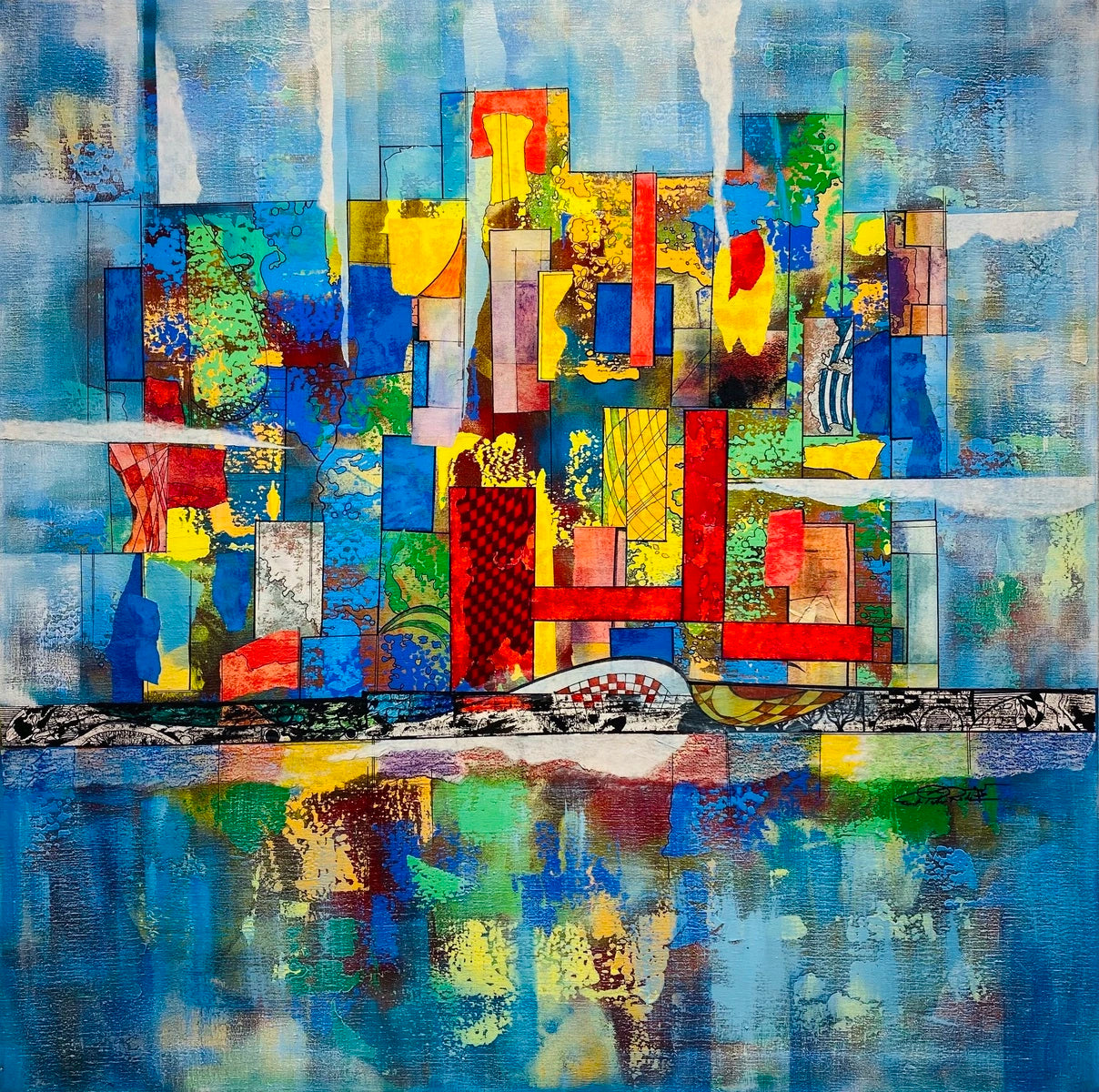 Ernst Peter Rade Abstrakte Architekturen in Blau - Galerie Vogel