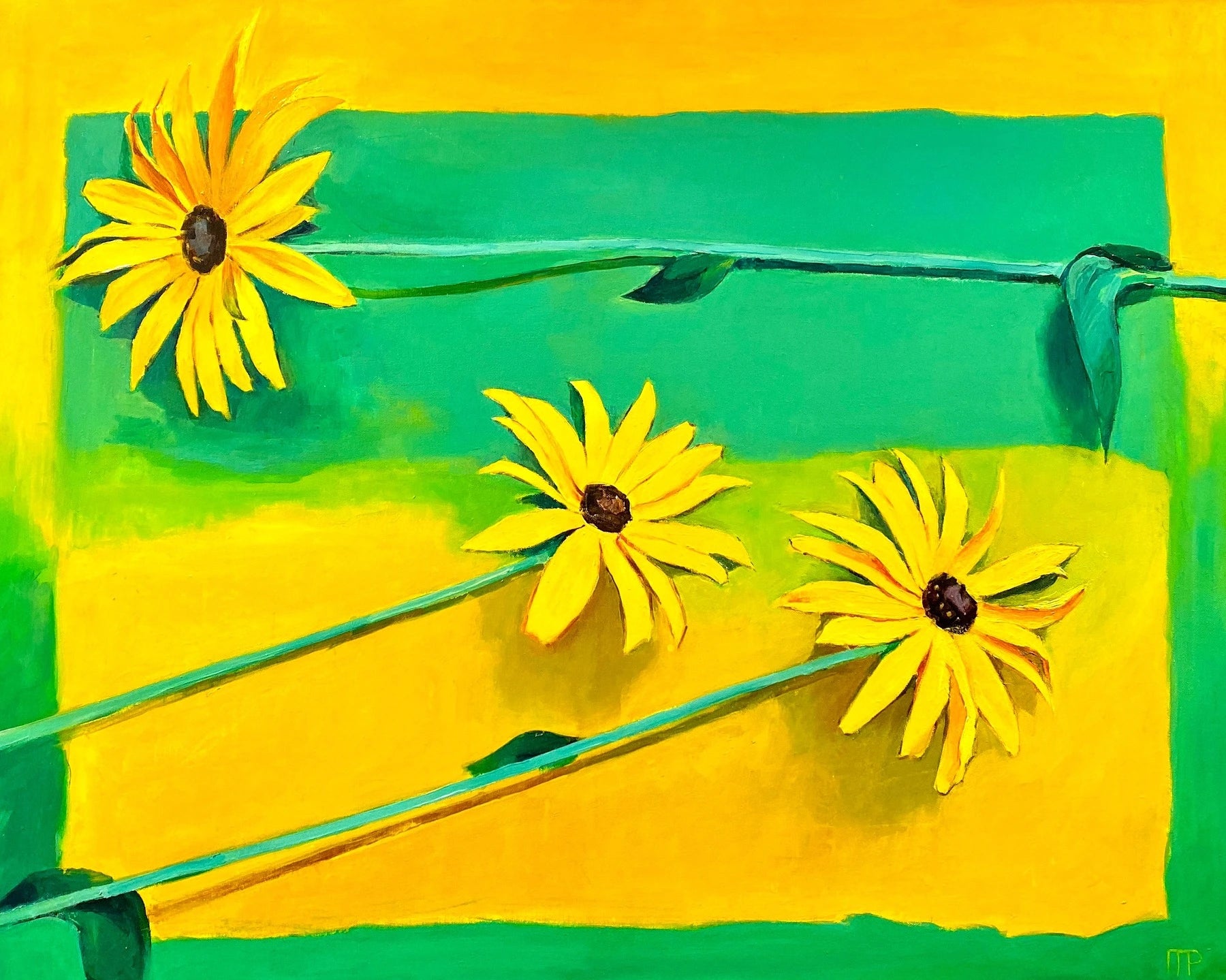 Ewgenij Ryman Blumen in Gelb und Grün - Galerie Vogel
