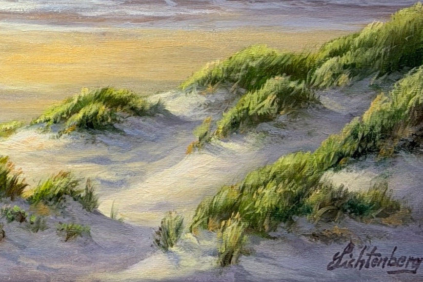 Kai Lichtenberg – Detail Sanddünen und Künstlersignatur, Öl auf Leinwand
