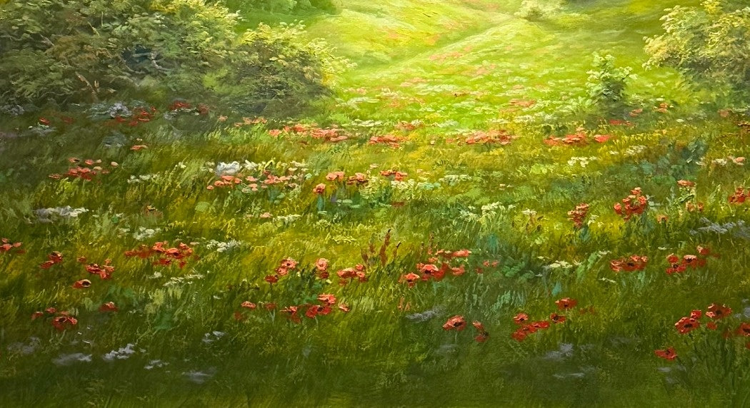 Kai Lichtenberg – Detail Wiesenblumen und Farbdetails, Öl auf Leinwand