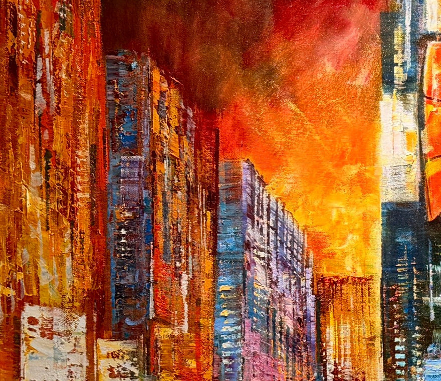 Christian Henze – Großstadtpuls, Detail der Farbwirkung, Öl auf Leinwand – Galerie Vogel Heidelberg