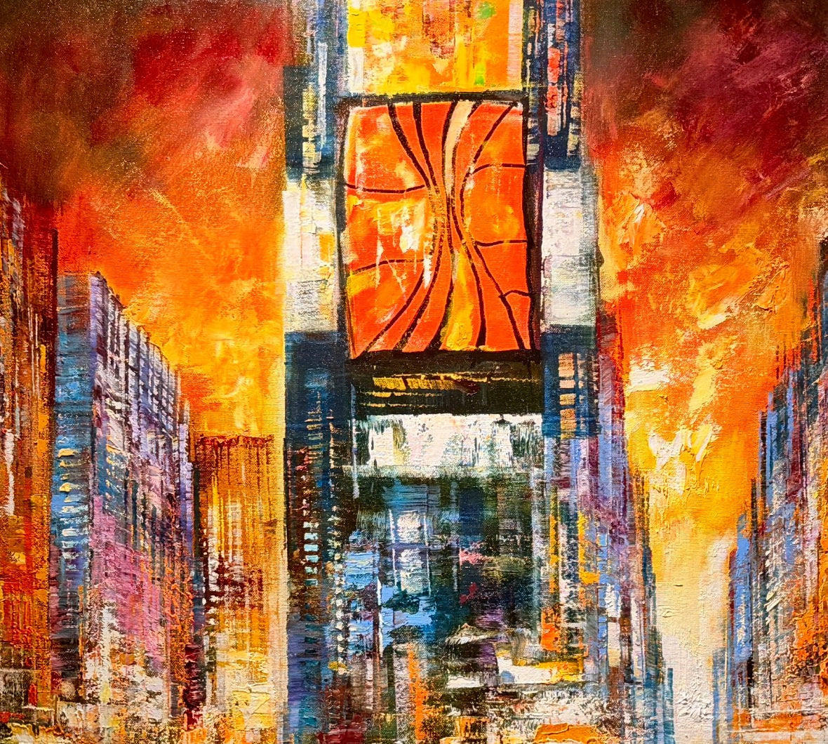 Christian Henze – Großstadtpuls, Detail der Bildkomposition, Öl auf Leinwand – Galerie Vogel Heidelberg