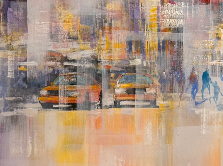 Christian Henze – New York in Pastell, Detail der Farbwirkung, Öl auf Leinwand – Galerie Vogel Heidelberg