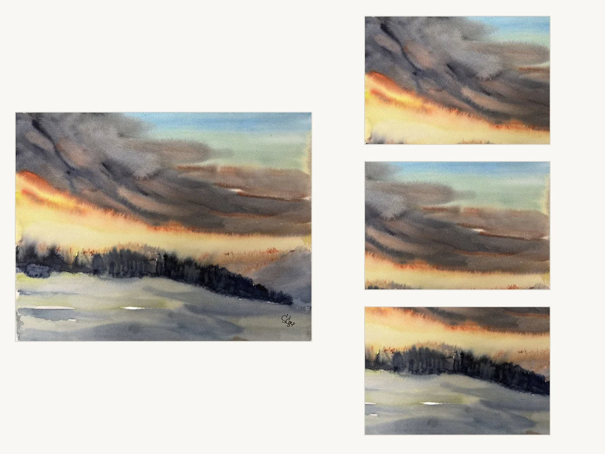 Joachim Jo Schilling – Sonnenaufgang: Original mit drei Bilddetails
