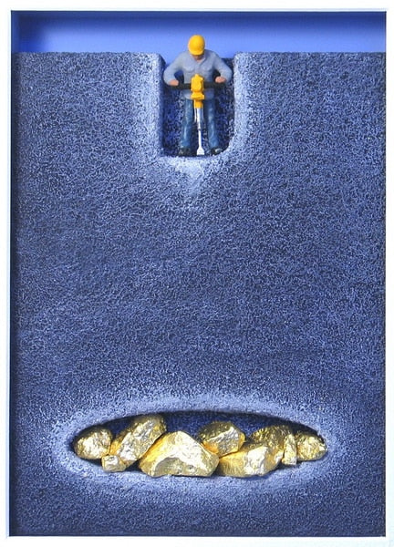 Volker Kühn – Die Goldader, original gerahmtes 3-D-Bild