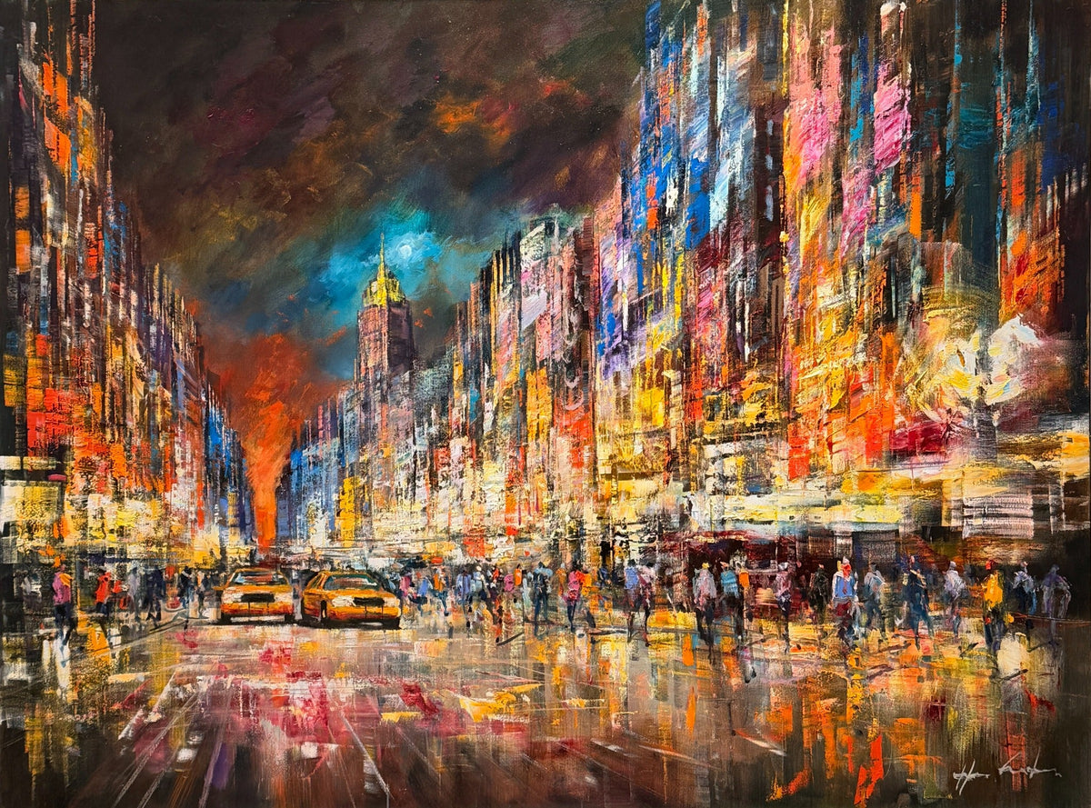 Christian Henze – Neonregen in Manhattan, Öl auf Leinwand, Galerie Vogel Heidelberg