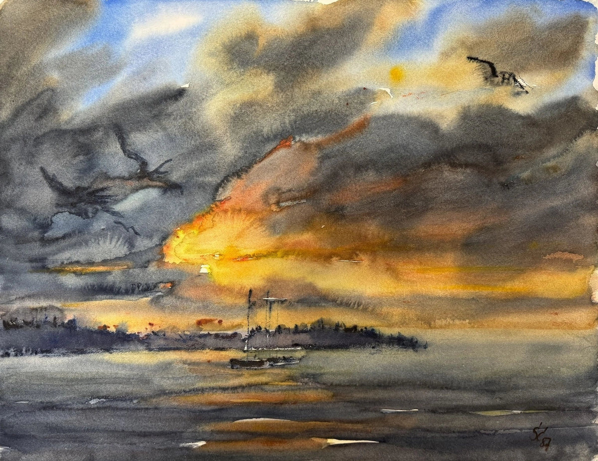 Joachim Jo Schilling – Landschaft: Originalaquarell aus der Galerie Vogel