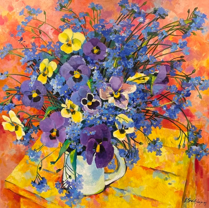 Ewgenija Swolskaja - Blumenstrauß mit Lila - Galerie Vogel