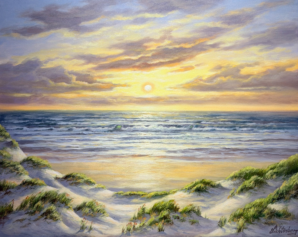 Kai Lichtenberg, Abendlicht über dem Meer, Originalgemälde Öl auf Leinwand, 40 x 50 cm