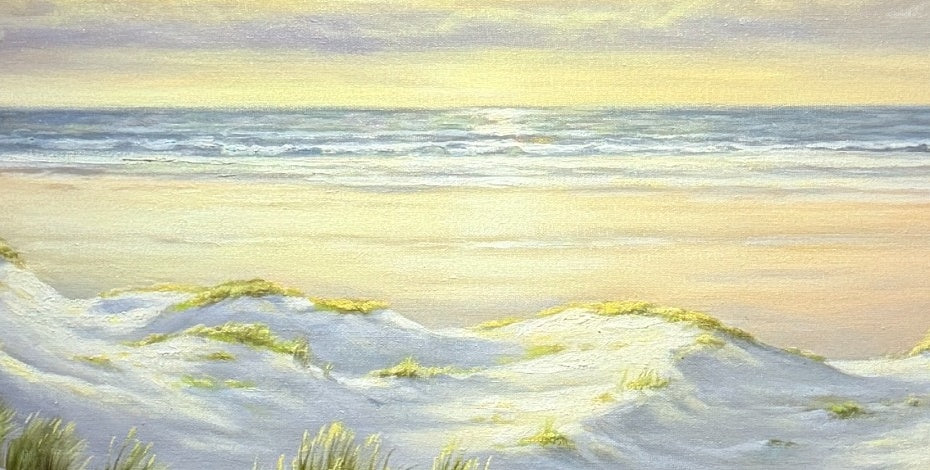 Kai Lichtenberg – Detail Meereslinie und Sanddünen, Öl auf Leinwand
