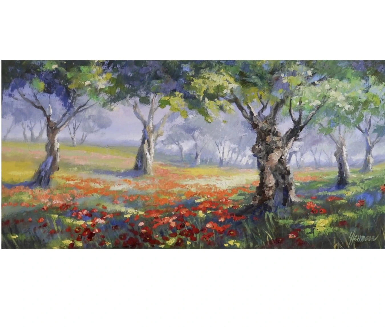 Ute Herrmann - Olivenhain mit Mohn