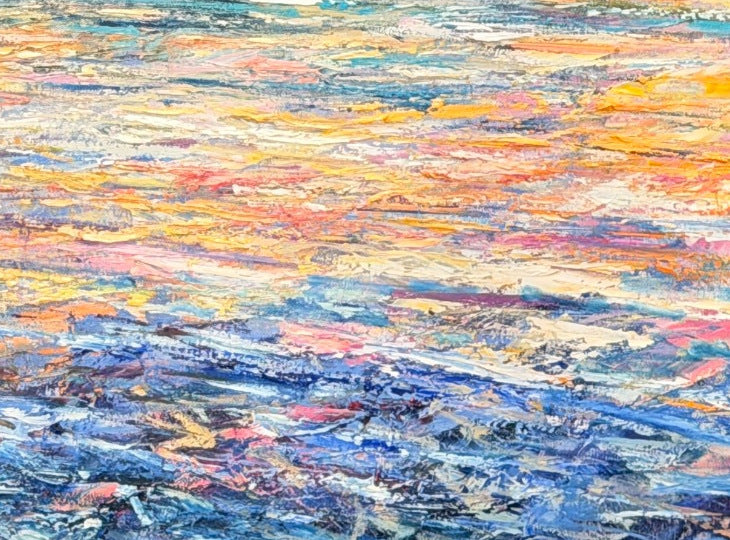 Christian Henze – Heidelberg im Abendgold, Detail der Pinselstruktur und Ölfarbe, Öl auf Leinwand – Galerie Vogel Heidelberg
