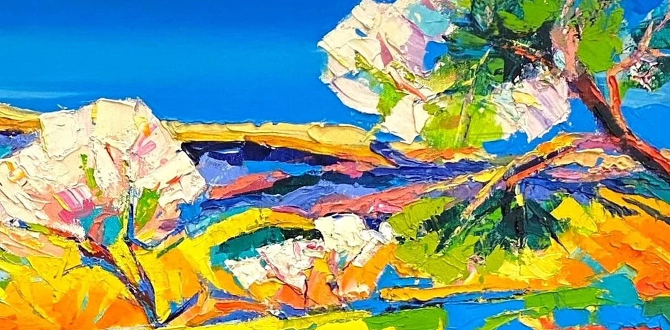 Ewgenij Ryman – Farbige Landschaft I: Originaldetail 3, Rechts oben | Galerie Vogel Heidelberg